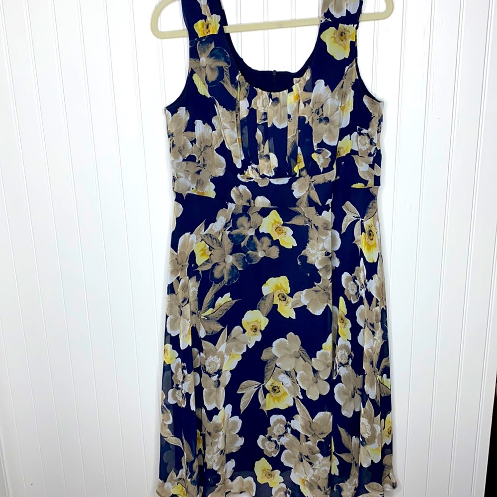 Navy & Yellow Floral Dress